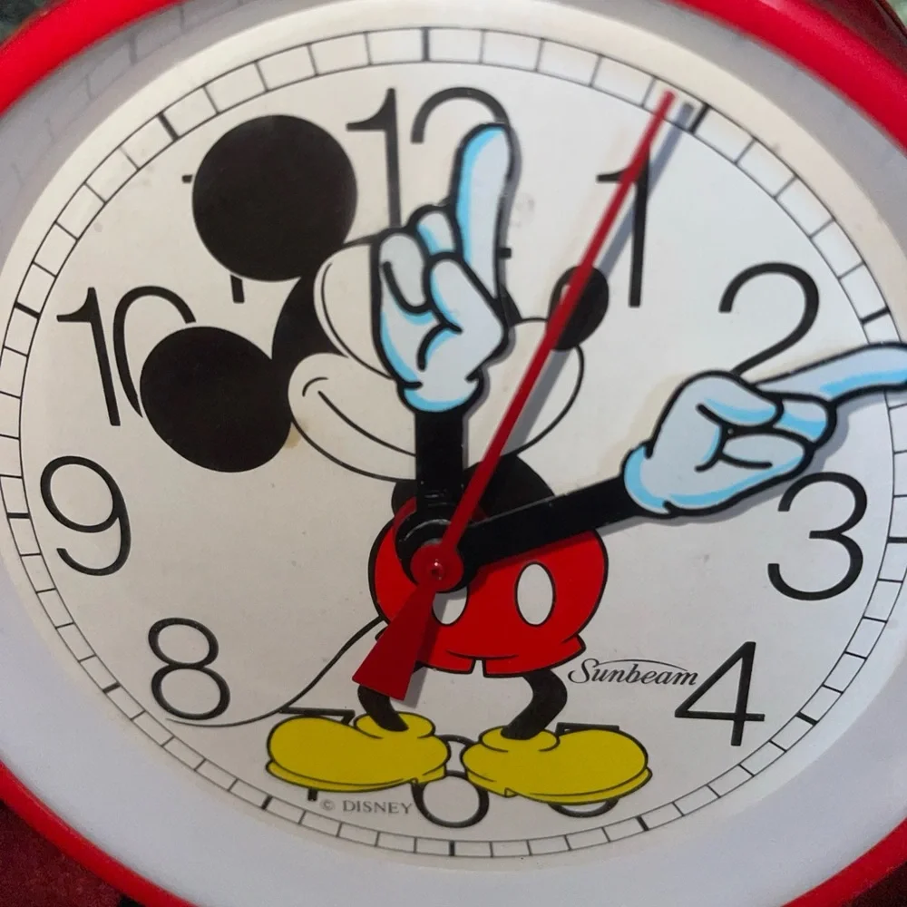 Disney Sunbeam Red Mickey Mouse Alarm Clock vintage - Picture 5 of 7